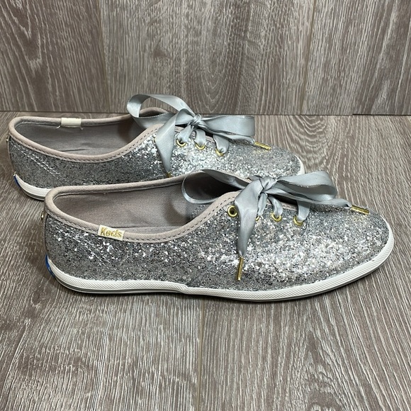 Keds X Kate Spade New York Champion Glitter Sneakers Silver Wedding 6 - Picture 5 of 16